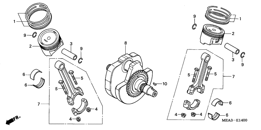 VTX1300S Crankshaft / piston