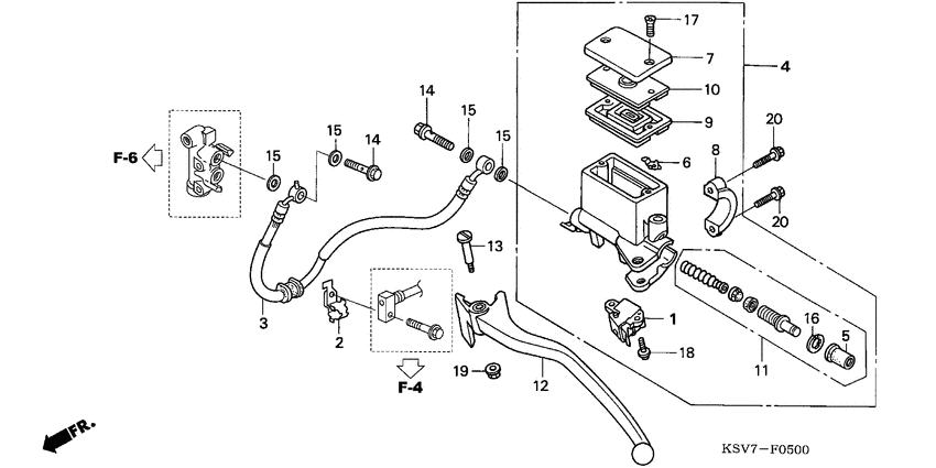 Rr. brake master cylinder