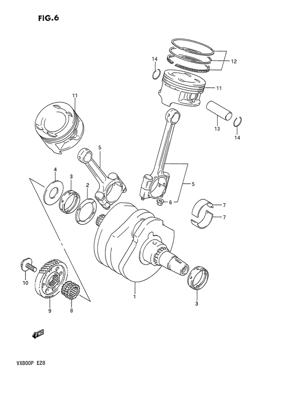 VX800 Вал коленчатый
