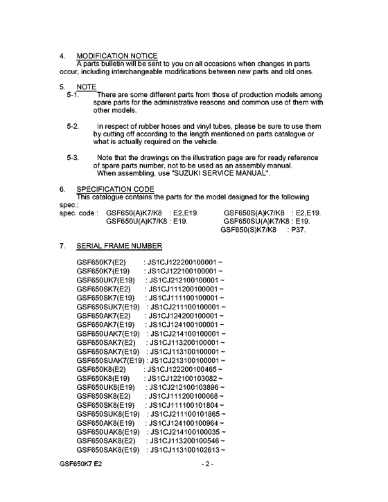 GSF650S Catalog preface