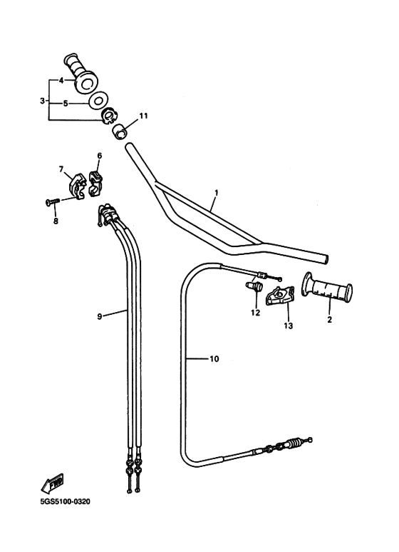 WR400F WR400FM Рулевой рычаг и кабель