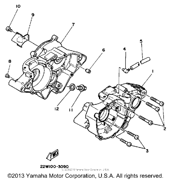YZ80W (Motocross) Картер двигателя
