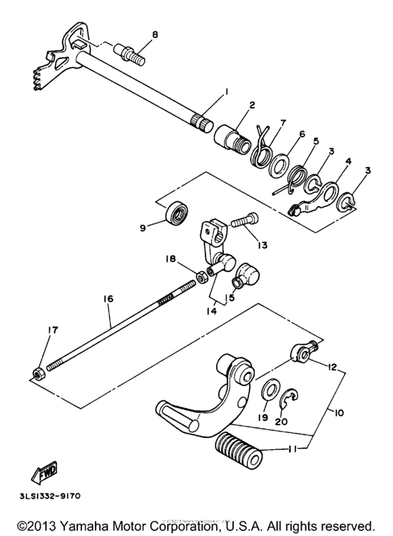 XV250 Вал переключения