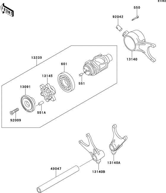 VN1500 Валы и вилки переключения передач
