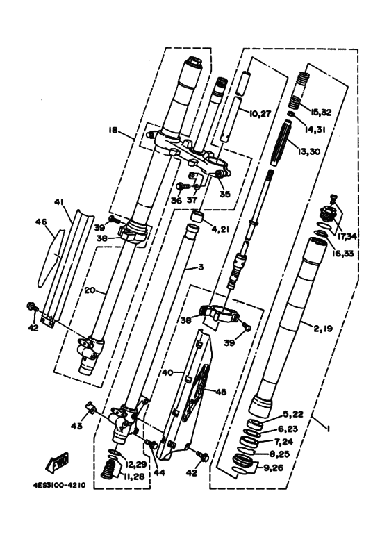 YZ80 YZ80F Вилка передней оси