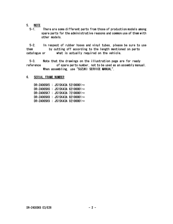 DR-Z400 Catalog preface