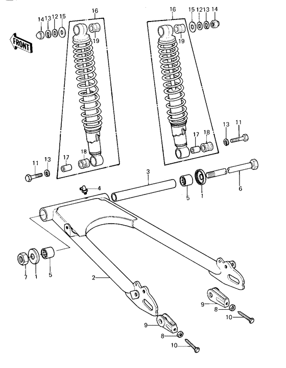 Swing arm/shock absorbers