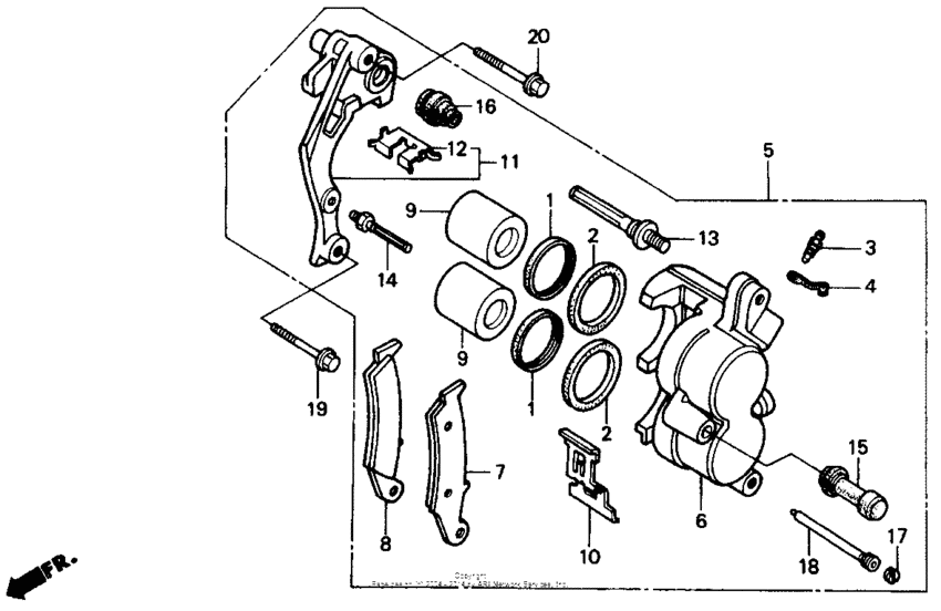 Fr. brake caliper 87-89