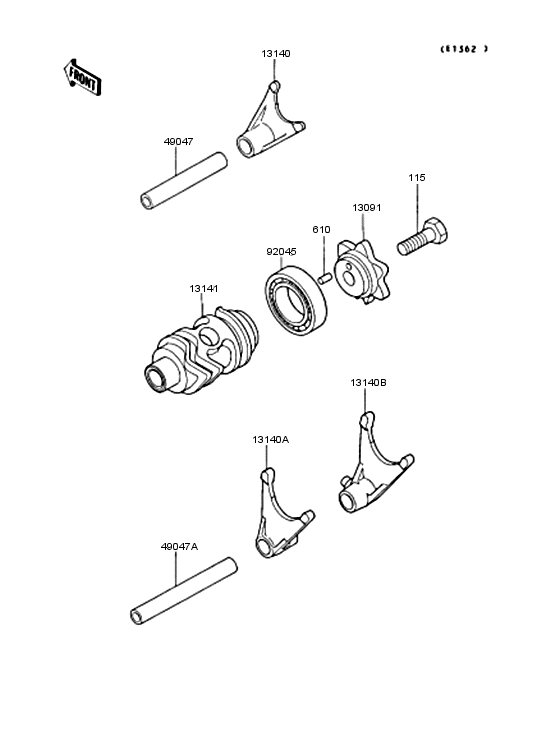  Gear change drum & forks