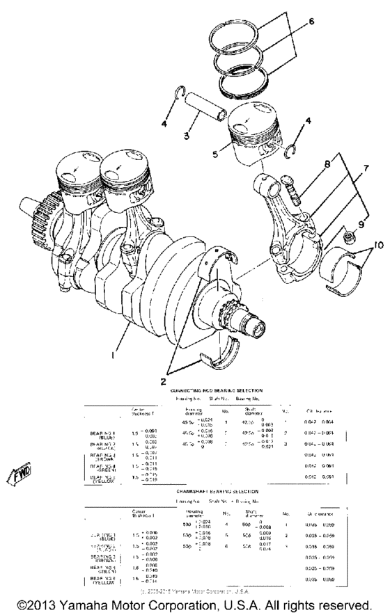 XS850H Коленчатый вал и Поршень