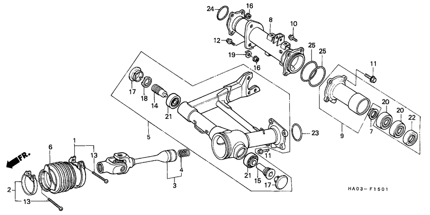 Rear fork/propeller shaft