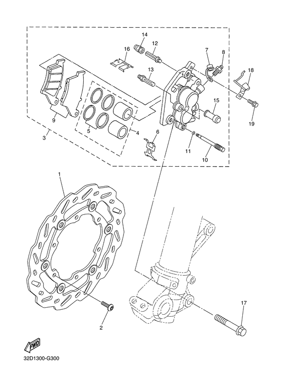 WR250R Передний суппорт