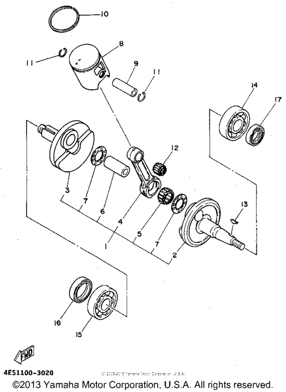 YZ80F1 Коленвал,поршни