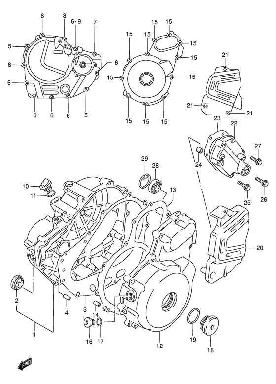DR650 Crankcase cover ass`y  (v