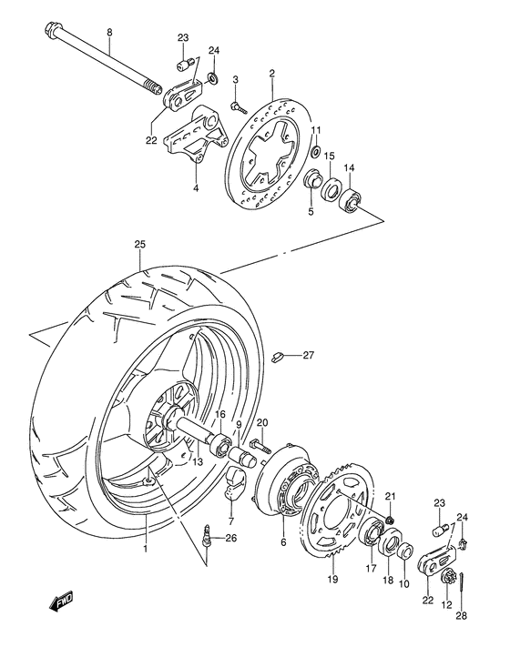 Rear wheel complete assy