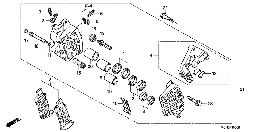 R. front brake caliper