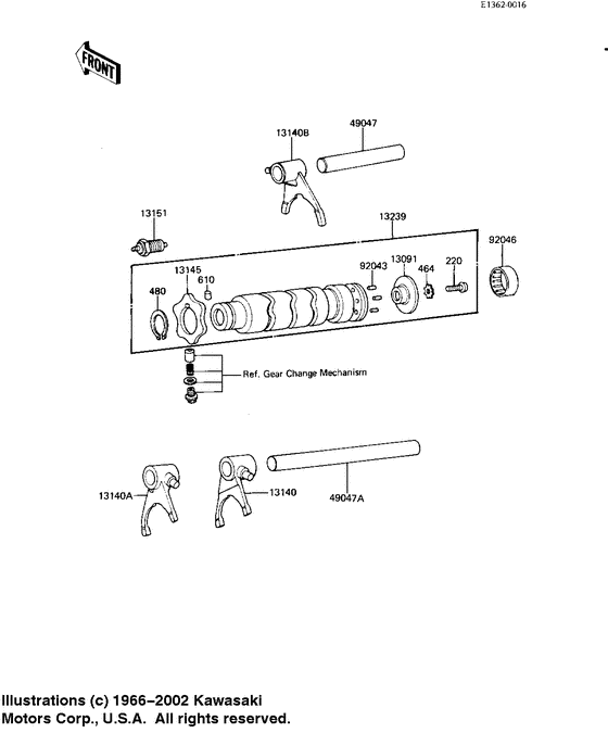 Gear change drum & forks