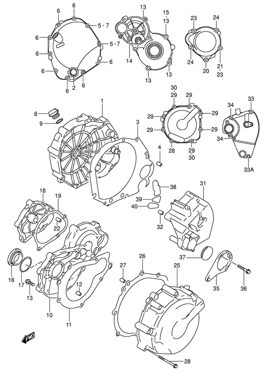 Crankcase cover ass`y  (v
