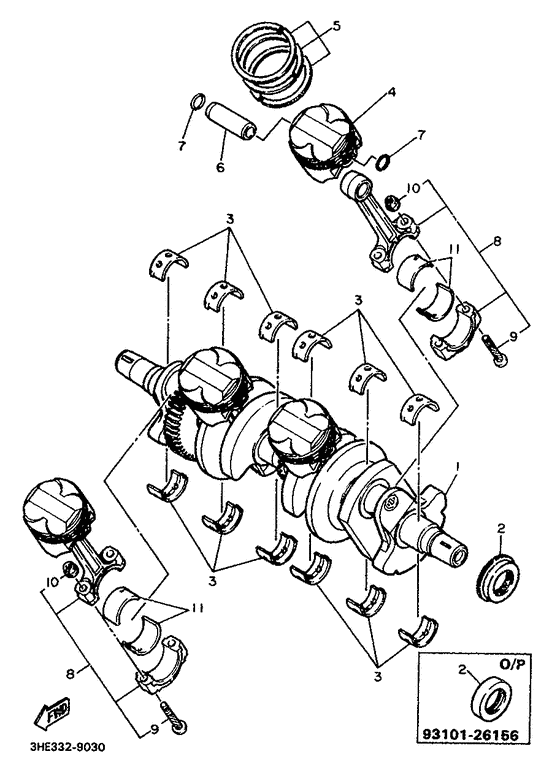 FZR600 Коленчатый вал и поршни