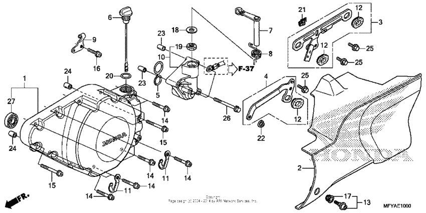 VT1300CS (ABS) Крышка картера левая