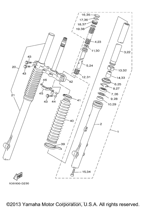 TTR230V Передняя вилка