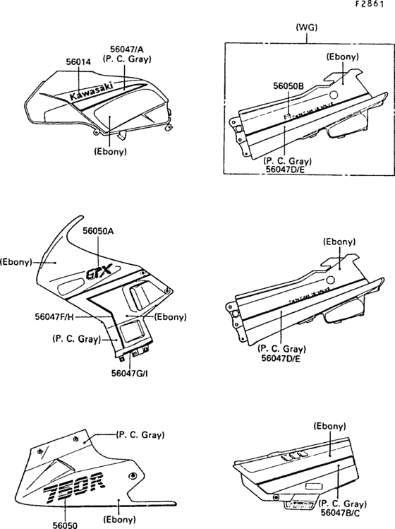 ZX750 Decals(ebony)(zx750-f2 / f2a)