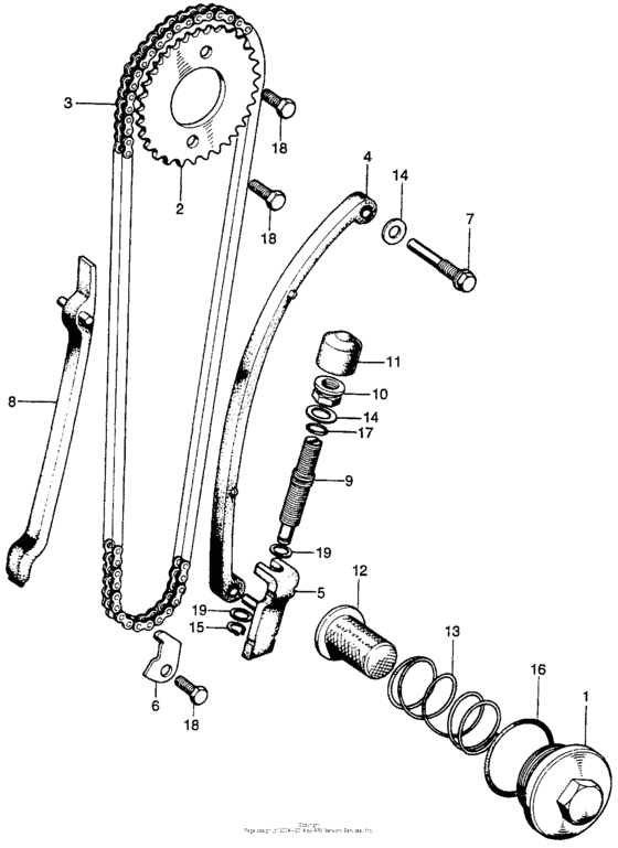 Cam chain tensioner + oil filter screen