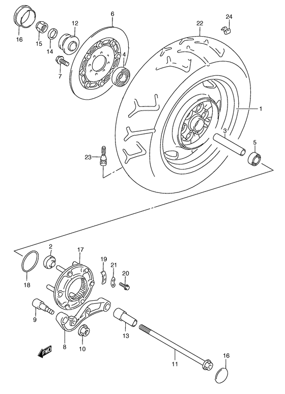 Rear wheel complete assy