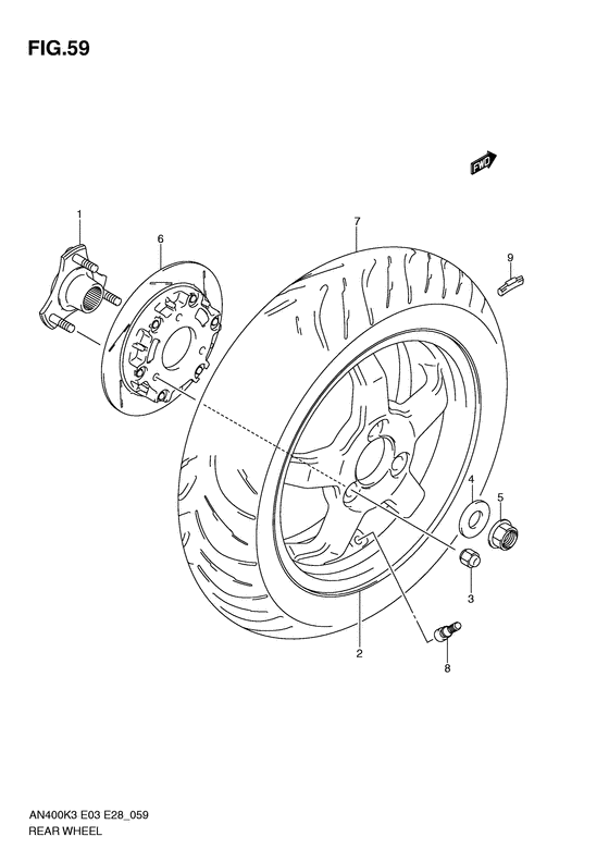 Rear wheel complete assy