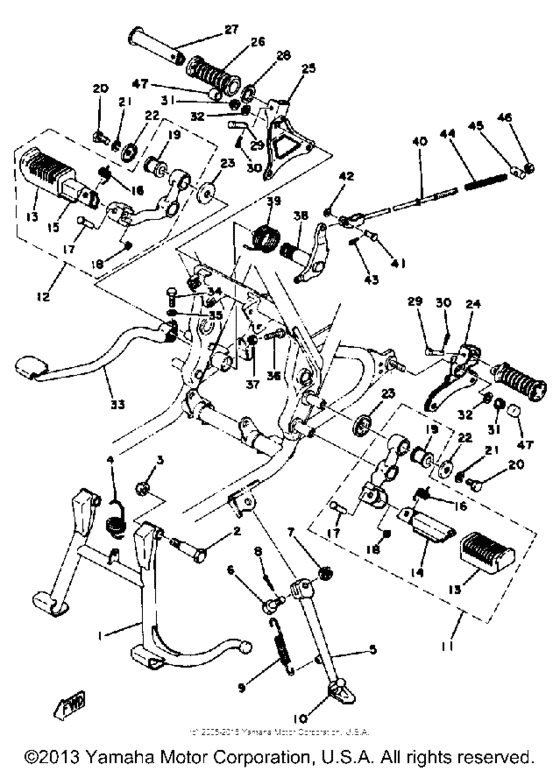 Stand footrest brake pedal