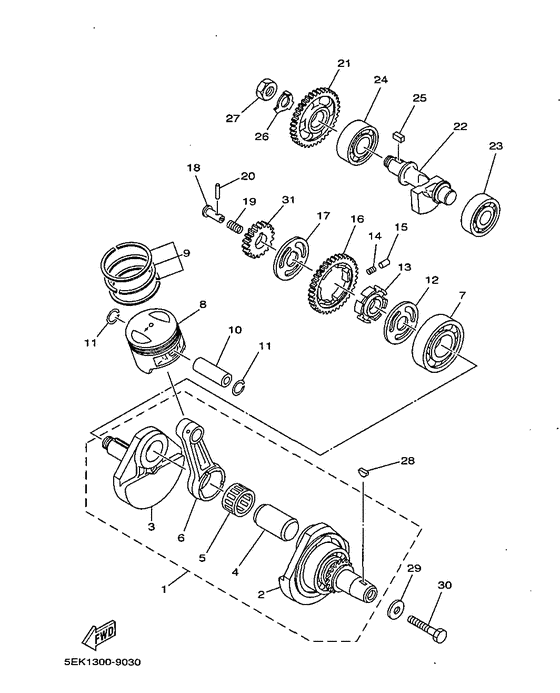 TW125 Коленвал и поршень