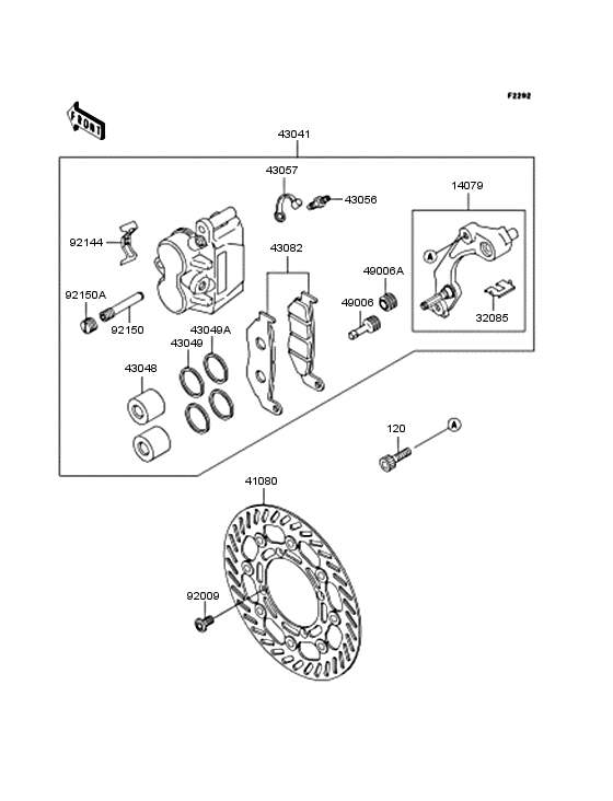 KLX300R Передний тормоз