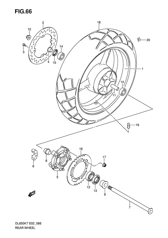 DL650 (ABS) Rear wheel complete assy
