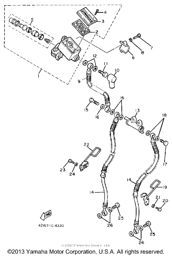 XV750UC Главный тормозной цилиндр