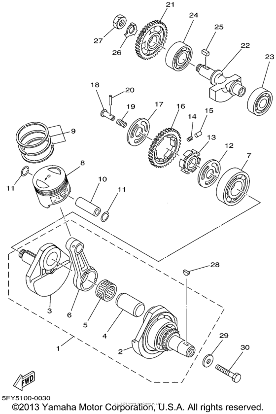TW200N Коленчатый вал и Поршень