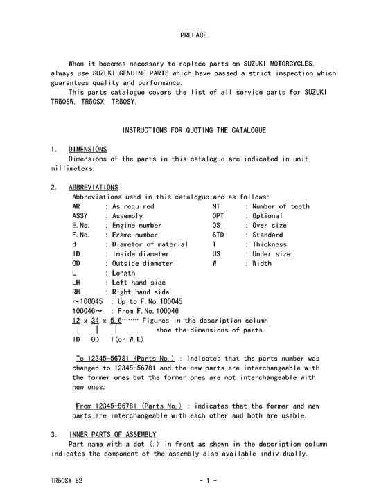 TR50 Catalog preface