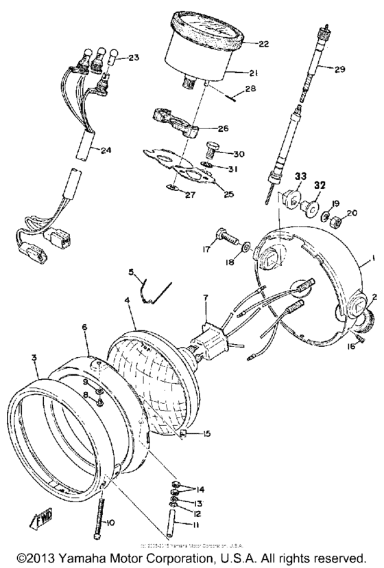 Head lamp speedometer