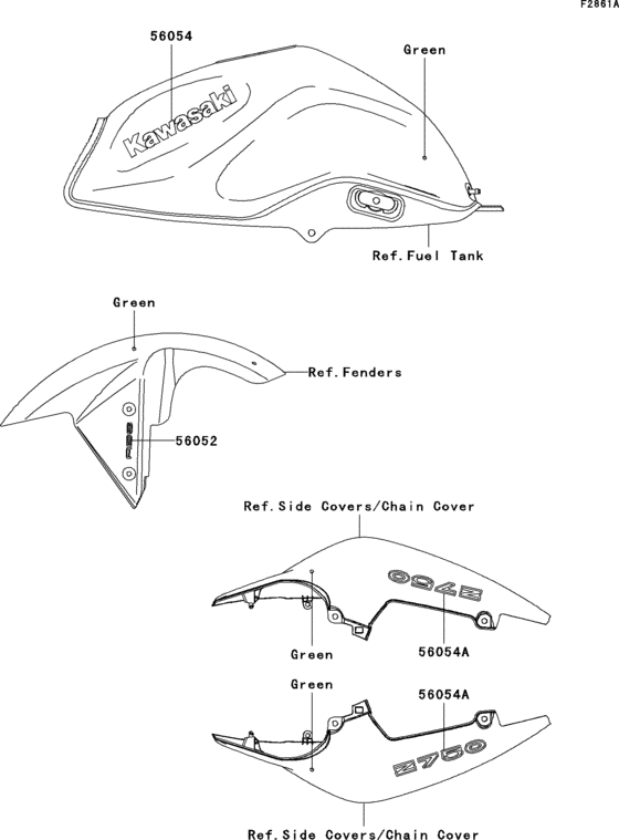 ZR750 Decals(green)(m7f)