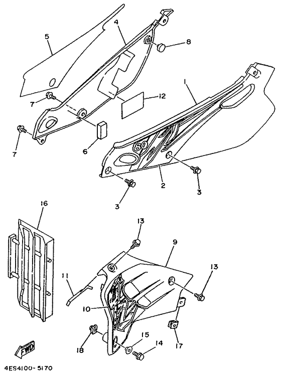 YZ80LC Side cover  /  oil tank
