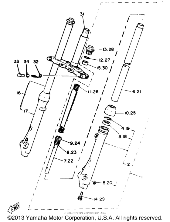 PW80E Передняя вилка