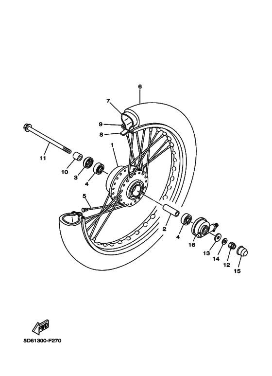 Front wheel for spoke wheel