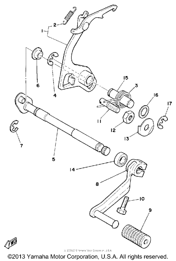 Shift shaft-pedal