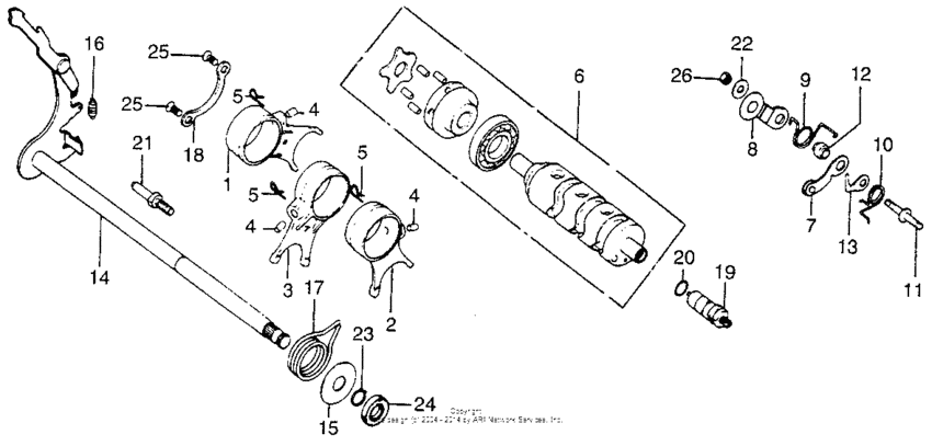 Gearshift fork + drum