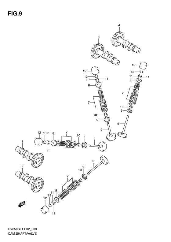 SV650 Распределительный вал  /  valve