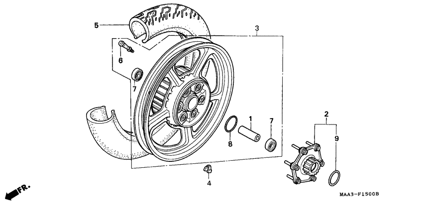 VT1100C2 Rear wheel complete assy