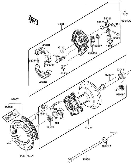 Rear hub/brake/chain