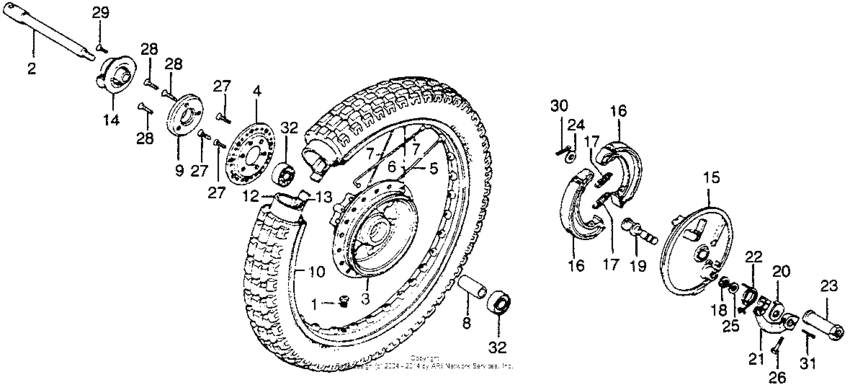 Front wheel + front brake panel