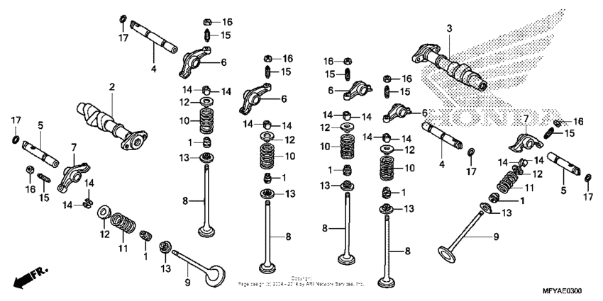 VT1300CS (ABS) Распределительный вал и клапана