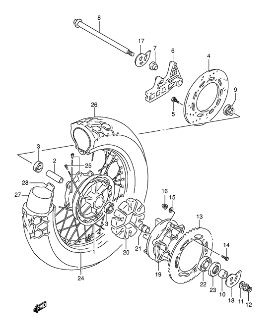 Rear wheel complete assy