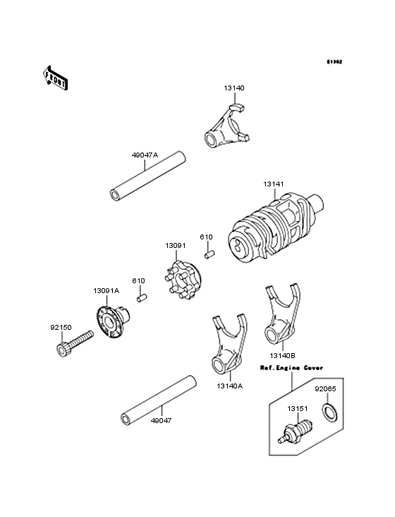  Gear change drum & forks